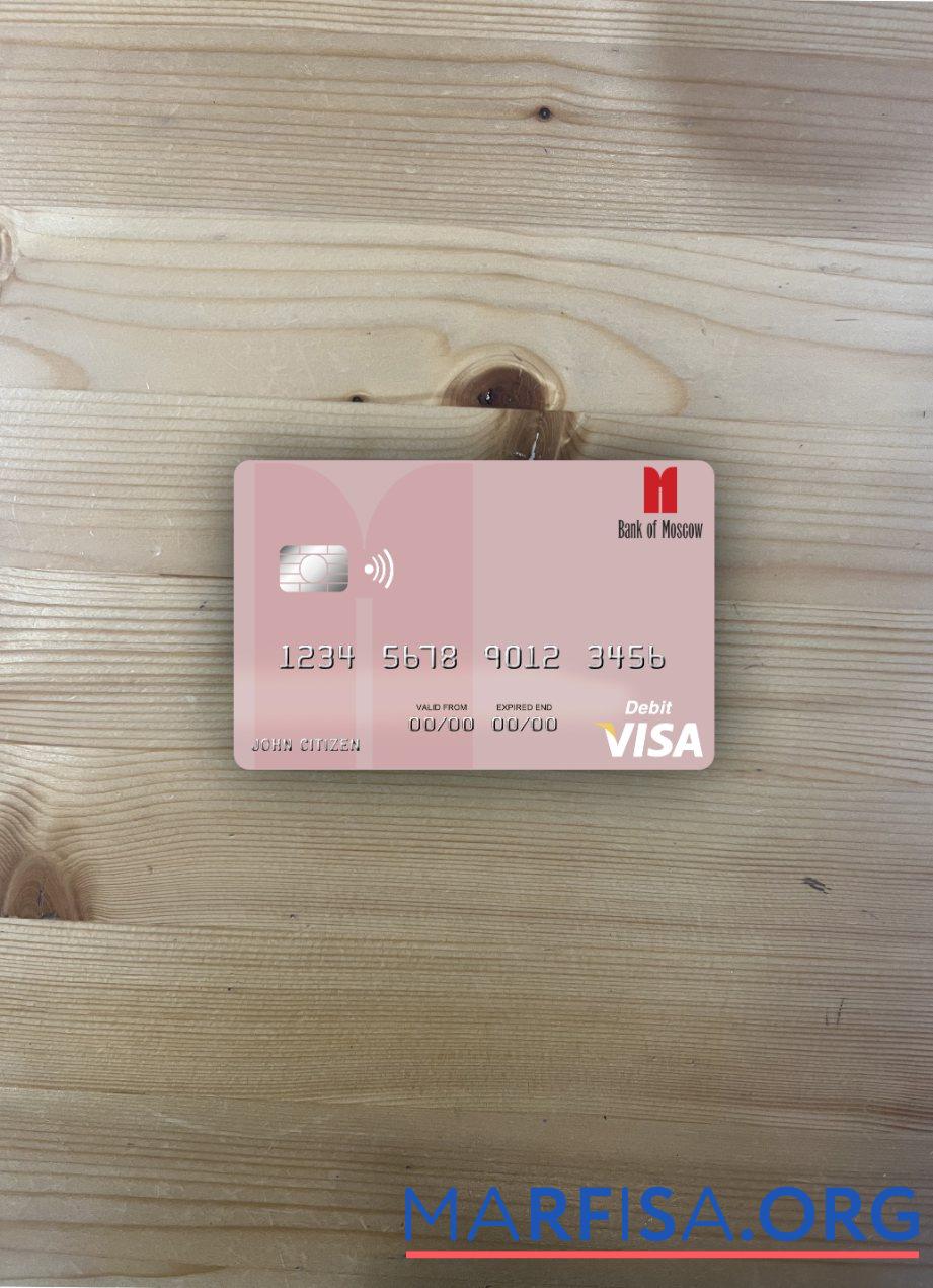 Blank Russia Bank of Moscow visa debit card photolook front example